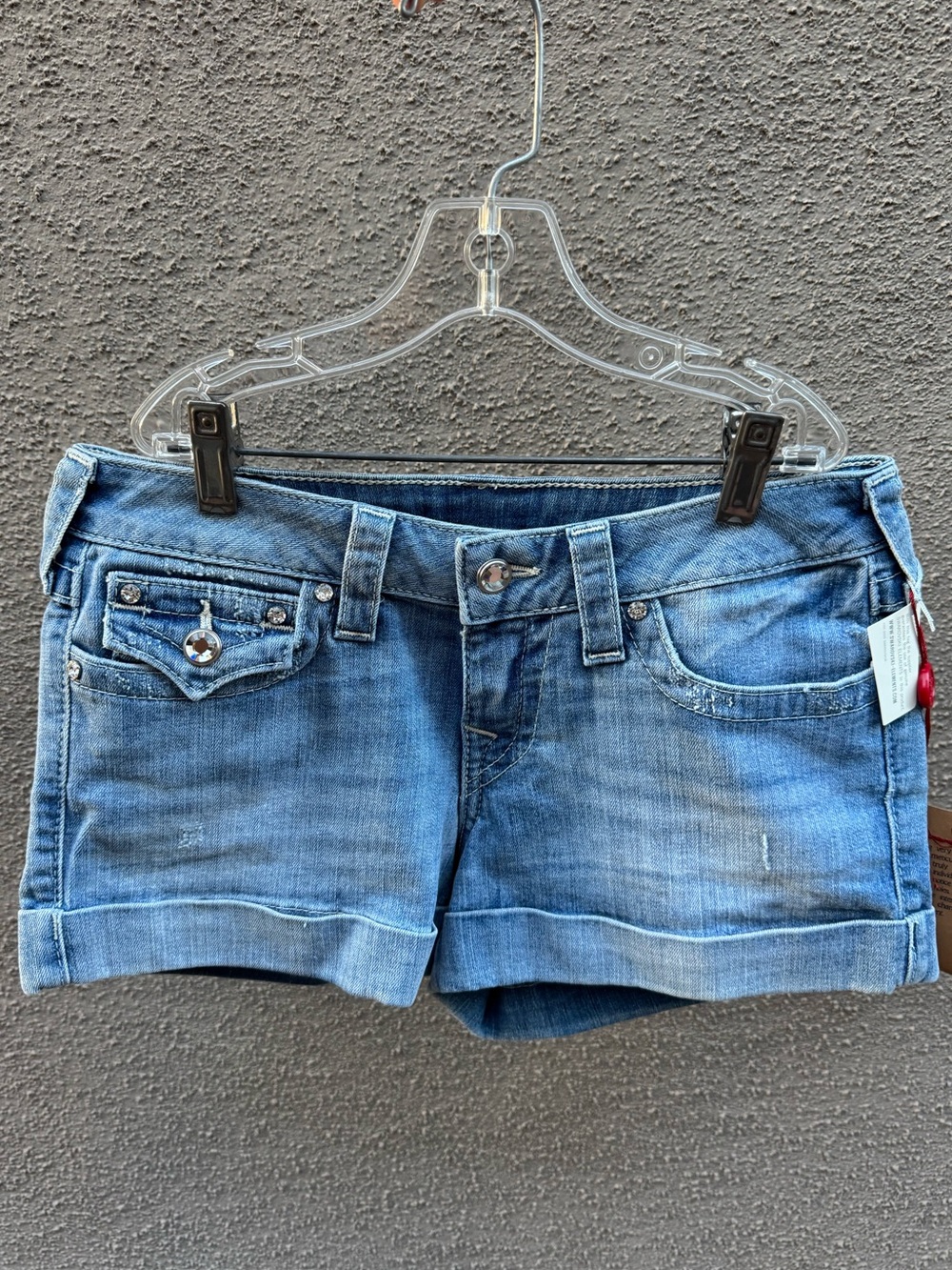 True Religion Denim Jean Shorts with Swarovski Elements